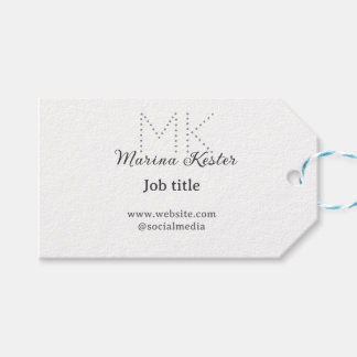 Étiquettes-cadeau monogramme nom gras site web social emploi entrepr