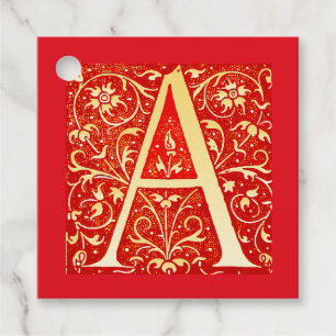 Étiquettes Cadeau Monogramme ornemental antique - capital A