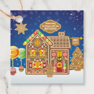 Étiquettes Cadeau Monogramme Pain d'épice Maison Noël Cookies Bonbon