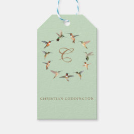 Étiquettes-cadeau Monogramme Pale Sage Colibri