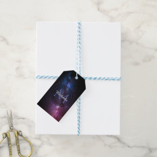 Étiquettes-cadeau Monogramme personnalisable à voie lactée