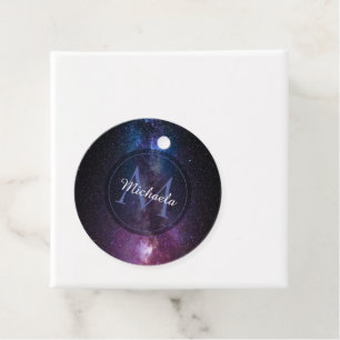 Étiquettes Cadeau Monogramme personnalisable à voie lactée