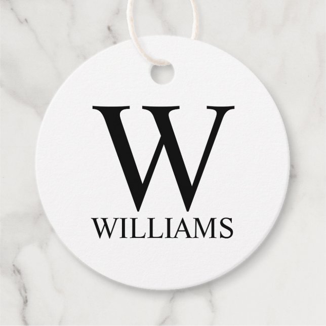 Étiquettes Cadeau Monogramme personnalisé classique et nom Favoriser (Devant)