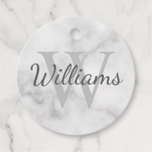 Étiquettes Cadeau Monogramme personnalisé et apparence de marbre de