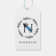 Monogramme personnalisé floral bleu - Lettre N