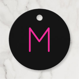 Étiquettes Cadeau Monogramme rose et noir moderne modifiable