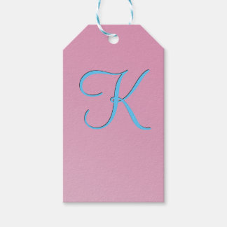 Étiquettes-cadeau Monogramme rose tridimensionnel
