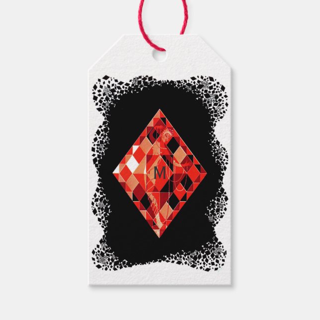 Étiquettes-cadeau Monogramme Ruby Birthstone (Devant)