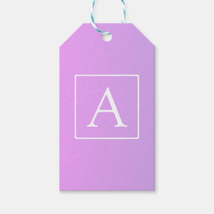 Étiquettes-cadeau Monogramme simple Ombre subtil rose/violet