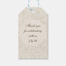 Étiquettes-cadeau monogrammes beige Brown sacs de faveur mariage