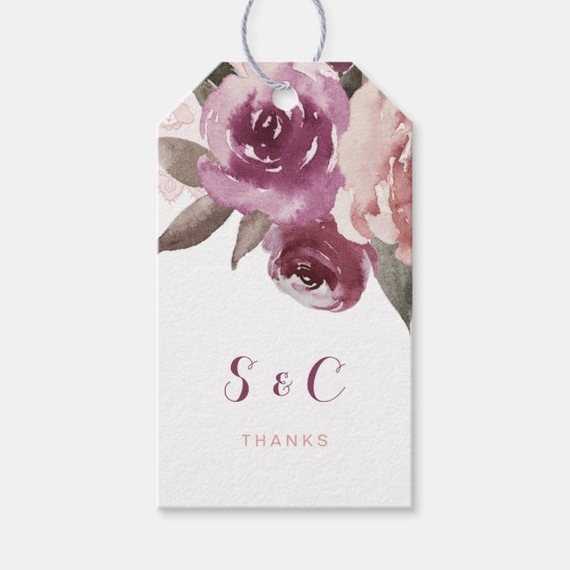 Étiquettes-cadeau Monographie de mariage de automne floral rustique  (Devant)
