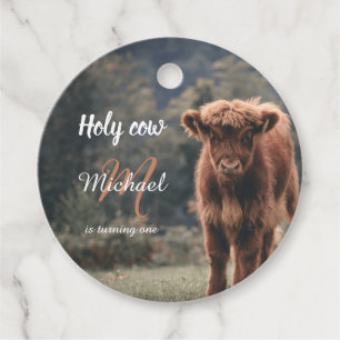 Étiquettes Cadeau Monographie de veau de vache Highland premier anni