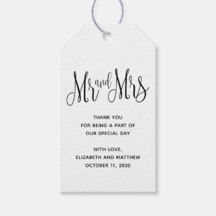 Étiquettes-cadeau Monsieur et Madame merci pour ce mariage champêtre