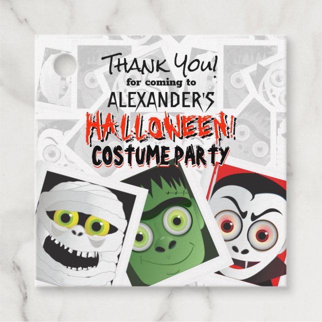 Étiquettes Cadeau Monstre d'Halloween Dracula Frankenstein (Devant)