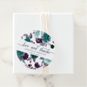 Étiquettes Cadeau Moody Boho Turquoise Turquoise Floral Love and T
