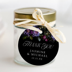 Étiquettes Cadeau Moody Gothique Purple Floral Mariage Merci