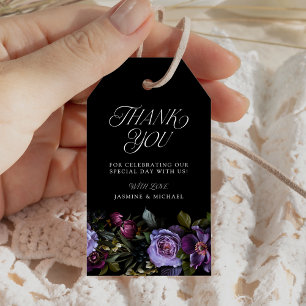 Étiquettes-cadeau Moody Gothique Purple Floral Mariage Merci