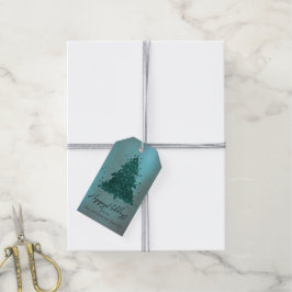 Étiquettes-cadeau Moody Joyeux Noël | Arbre Turquoise profond de min