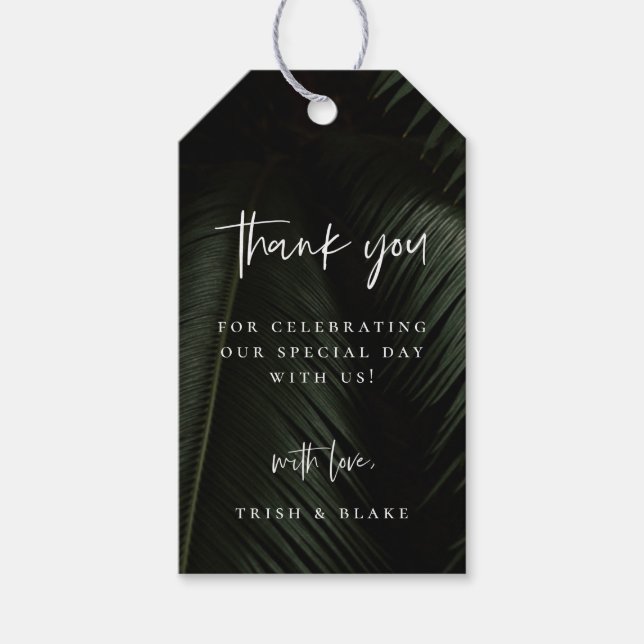 Étiquettes-cadeau Moody Tropics Mariage Merci (Devant)