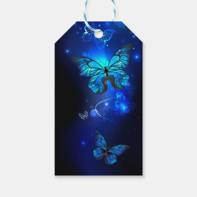 Étiquettes-cadeau Morpho Butterfly in the Dark Background (Devant)
