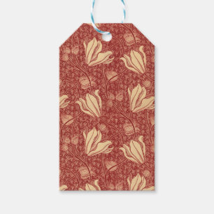 Étiquettes-cadeau Morris Inspiré Lily Flower Botanique Rouge Textile