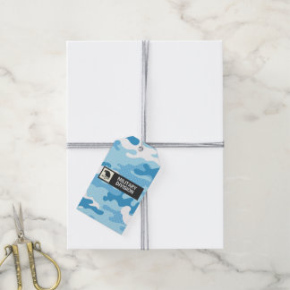 Étiquettes-cadeau Motif à points de camouflage bleu clair