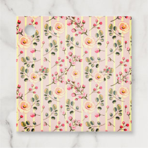 Étiquettes Cadeau Motif à rayures florales rose pâle