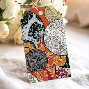 Étiquettes-cadeau Motif Abstrait Rétro en Tourbillon avec une Touche
