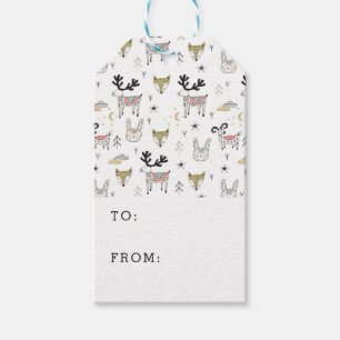 Étiquettes-cadeau Motif animal de griffonnage de région boisée