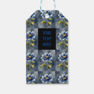 Étiquettes-cadeau Motif aquarelle fleur bleue