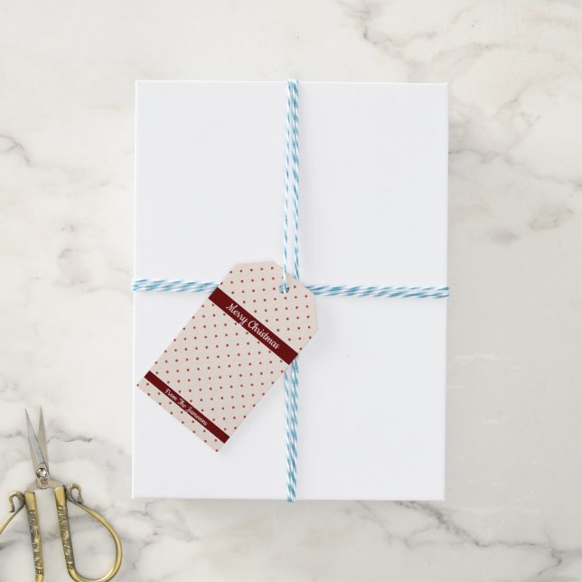 Étiquettes-cadeau Motif blanc et rouge Joyeux Noël (Avec de laficelle)