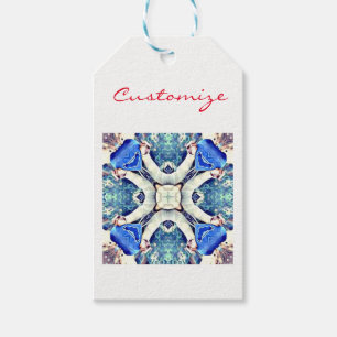Étiquettes-cadeau Motif bleu Thunder_Cove de coeurs de mandala