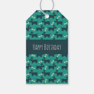 Étiquettes-cadeau Motif chien mignon avec os Joyeux anniversaire