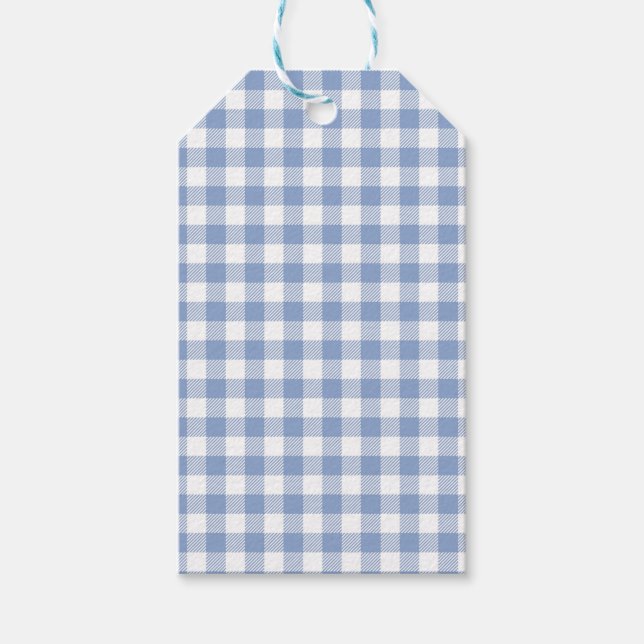 Étiquettes-cadeau Motif classique En vichy bleu coché (Devant)