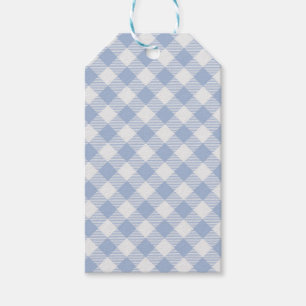 Étiquettes-cadeau Motif classique En vichy bleu coché