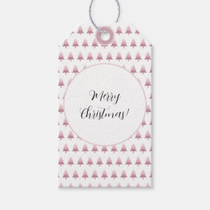 Étiquettes-cadeau Motif d'arbre de Noël moderne Pink Ombre