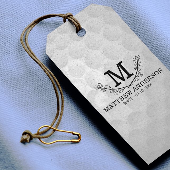 Étiquettes-cadeau Motif de balle de golf personnalisé Nom Monogramme (Créateur téléchargé)
