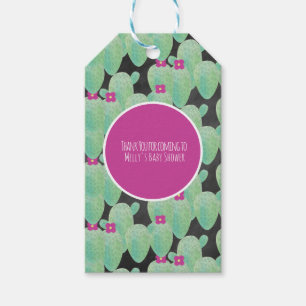 Étiquettes-cadeau Motif de cactus rose Merci
