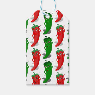 Étiquettes-cadeau Motif De Cartoon Rouge Et Vert Pepper Divas