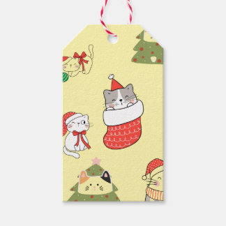 Étiquettes-cadeau Motif de chats de Noël mignons – Conception festiv