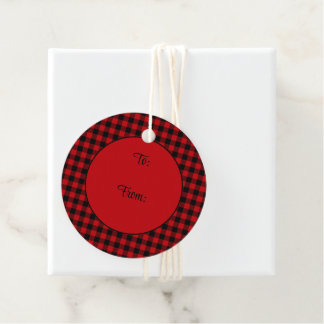 Étiquettes Cadeau Motif de chèque noir et rouge