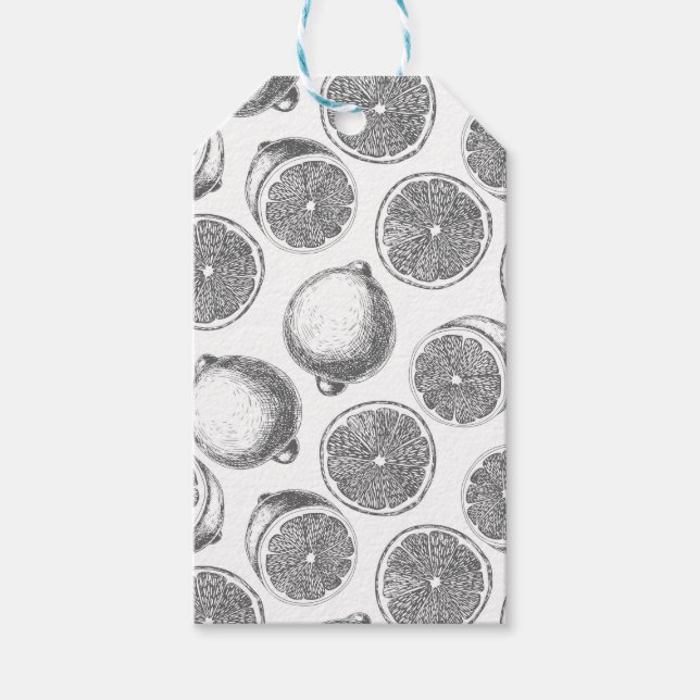 Étiquettes-cadeau Motif de citron à main (Devant)