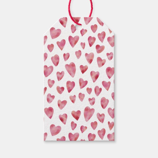 Étiquettes-cadeau Motif de coeur d'amour rose (Devant)