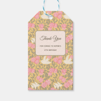 Étiquettes-cadeau Motif de colombe florale rose pastel