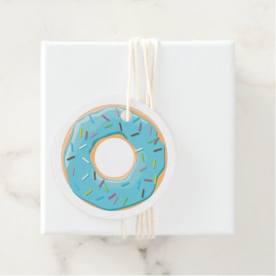 Étiquettes Cadeau Motif de Donuts Colorés Rétro pour une Fête Amusan