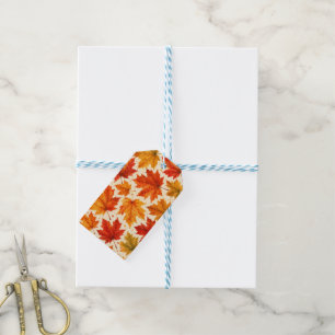Étiquettes-cadeau Motif de feuilles d'érable d'automne   Feuille rou