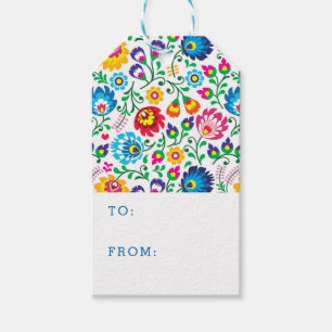 Étiquettes-cadeau Motif de fleur d'art populaire 2