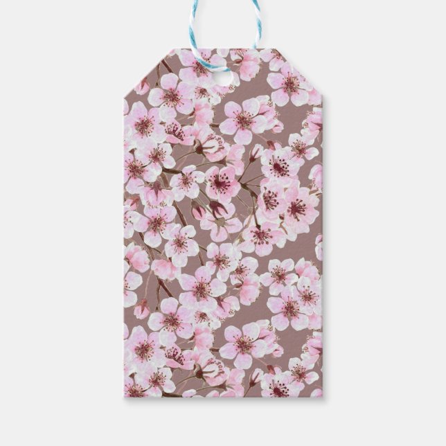 Étiquettes-cadeau Motif de fleurs de cerisiers (Devant)