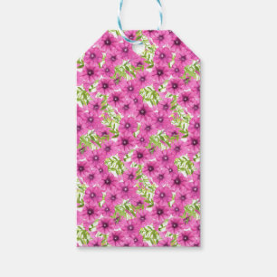 Étiquettes-cadeau Motif de fleurs pétunia rose