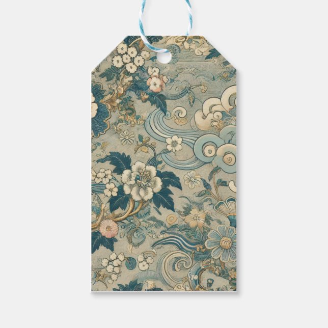 Étiquettes-cadeau Motif de jardin oriental (Devant)
